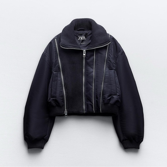 ZARA ZIPPERED BOMBER JACKET XL - Picture 1 of 2
